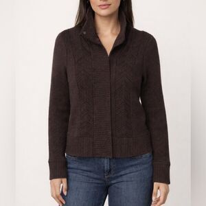 VTG Diane Von Furstenberg Wool Blend Dark Brown Cable Knit Cardigan size medium